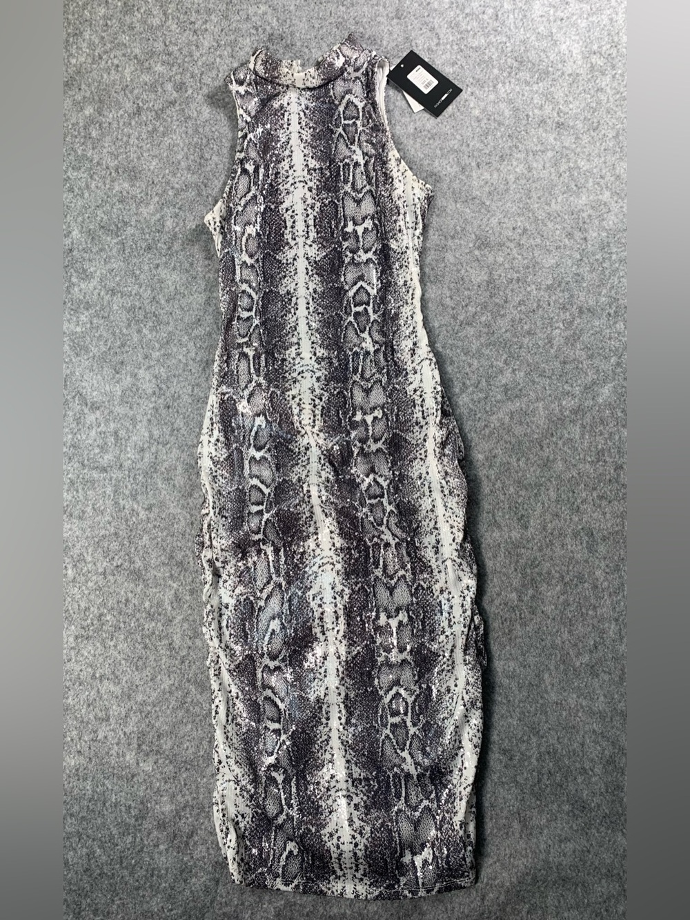Fashion Nova Gray Snake-Print Sleeveless Maxi Dress